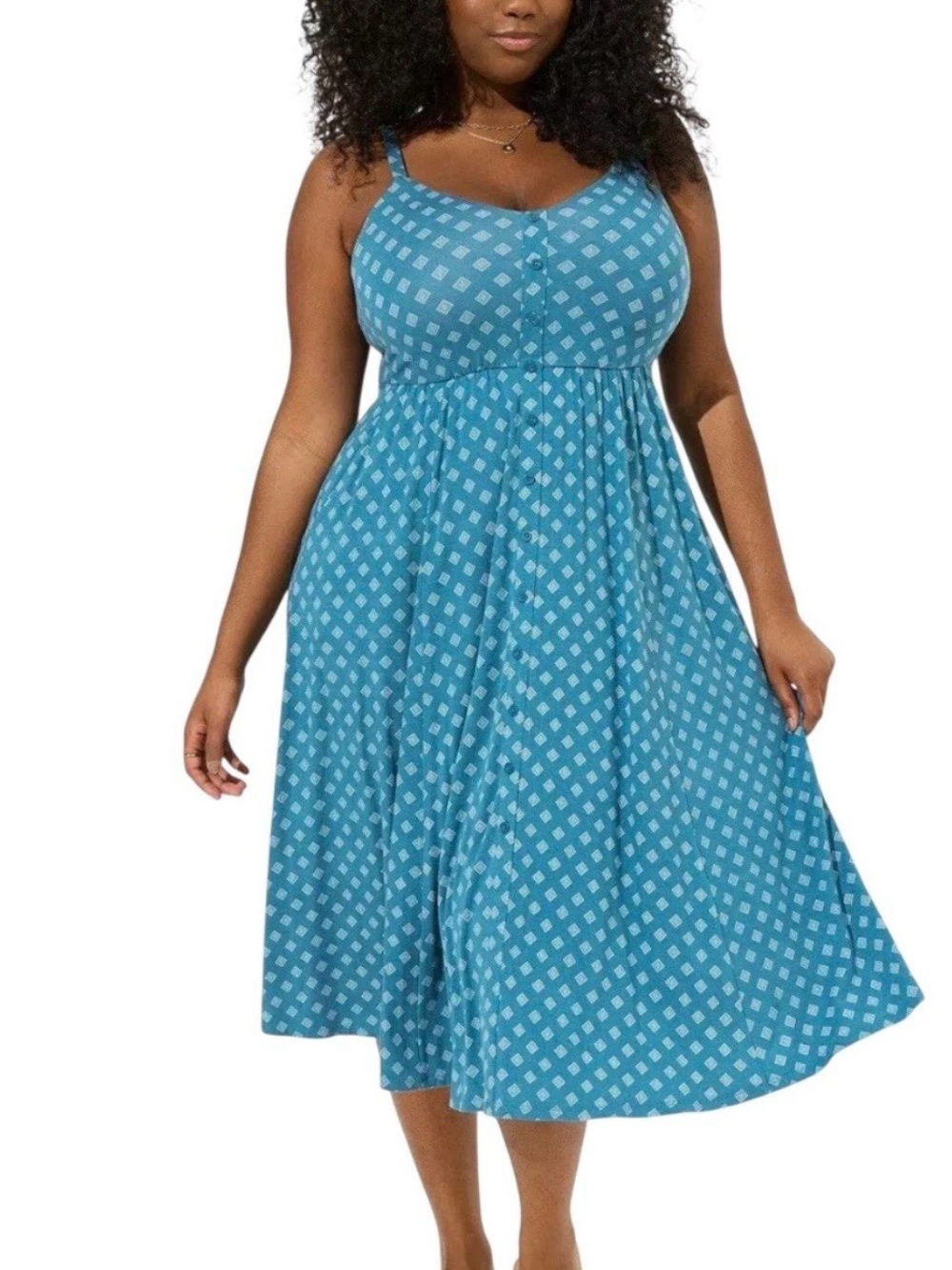 torrid Teal Printed Midi Dress with Spaghetti Straps 4X/4XL/26 New with Tags!